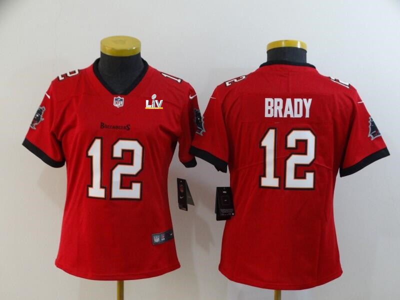 Women's Tampa Bay Buccaneers #12 Tom Brady Red NFL 2021 Super Bowl LV Limited Stitched Jersey(Run Small)